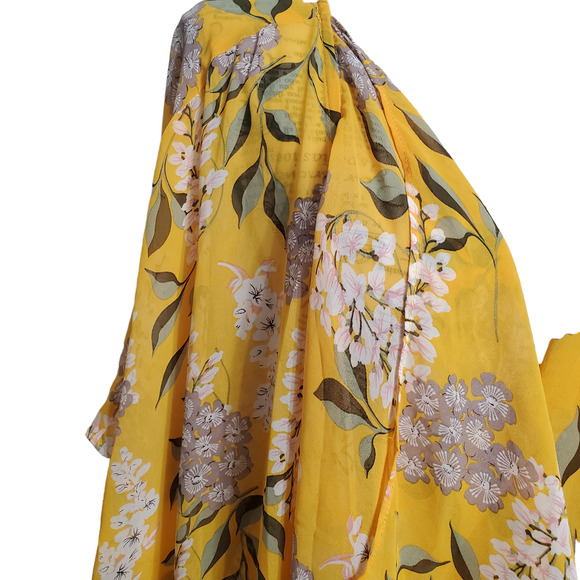 Blu Heaven Yellow Green Floral Long Flowy Kimono Medium - Picture 6 of 12